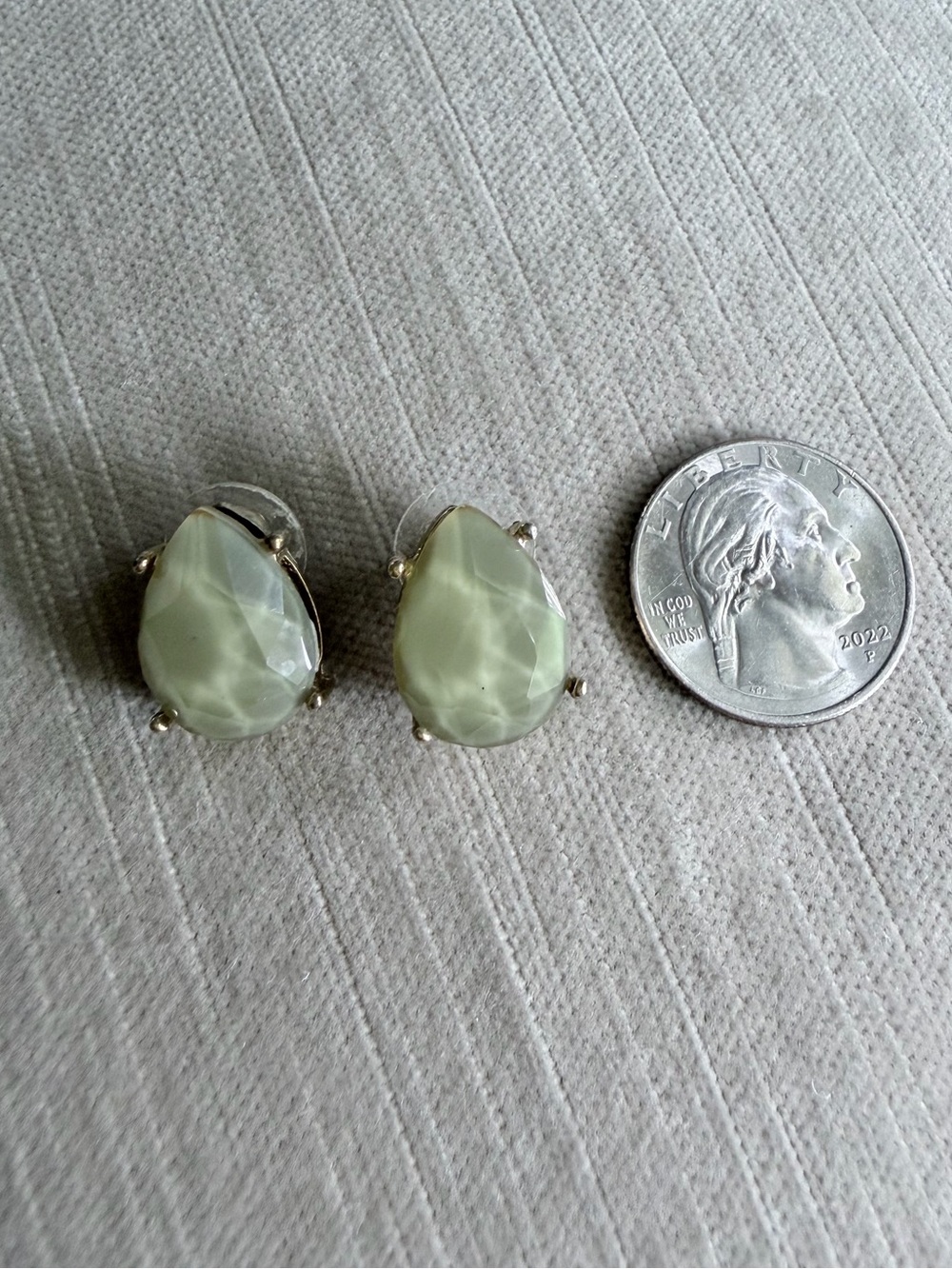 Light Green Teardrop Stone Stud Earrings